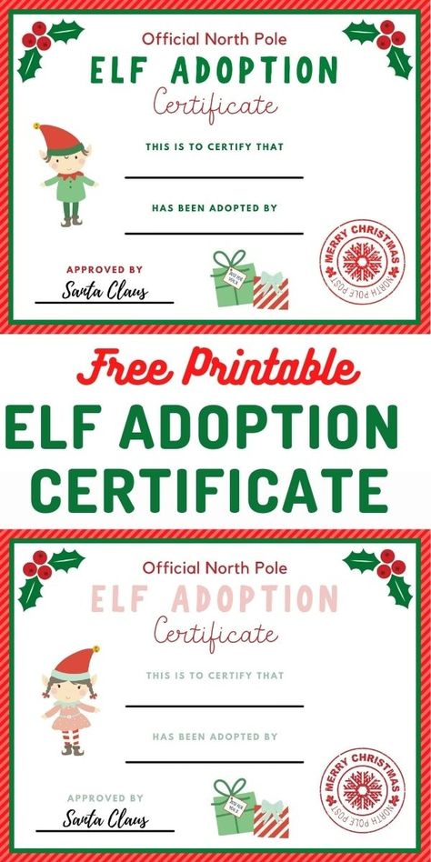 Elf On The Shelf Name Me Letter, Certificate Of Adoption Free Printable, Elf On The Shelf Notes Printable Free, Elf Certificate Free Printable, New Elf Letters To Kids Free Printable, Elf Cutouts Free Printable, Elf On The Shelf Free Printables, Free Elf On The Shelf Printables, Elf On The Shelf Printables Free