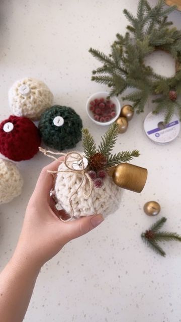 Yarn Decor, My First Christmas Ornament, Christmas Craft Show, Hobby Lobby Christmas, Glass Christmas Balls, Ornaments Homemade, Crochet Christmas Decorations, Mix Recipes, Crochet Ornaments