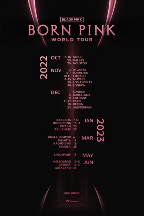 Concert Poster Design, Blackpink Icons, Born Pink World Tour, Pink Tour, Kaohsiung, Blackpink Members, Pink Posters, Charlie Puth, Tour Posters