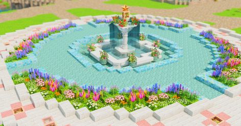 Staxel Ideas, Minecraft Builds Aesthetic, Minecraft Ideas Aesthetic, Minecraft Fountain, Aesthetic Minecraft Builds, Rumah Minecraft Sederhana, Minecraft Mansion, Bangunan Minecraft, Minecraft House Plans