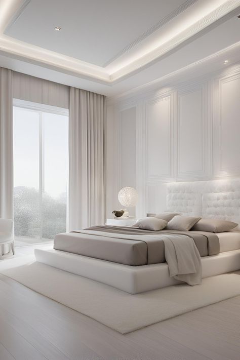 Modern White Bedroom Ideas, Interior Atmosphere, Stylish Master Bedrooms, Good Interior Design, Modern White Bedroom, Beautiful Bedroom Ideas, All White Room, White Bedroom Ideas, Inviting Bedroom