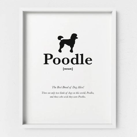 Poodle Print Dog Quote Dictionary Wall Art Pet Poster | Etsy Dog Quote, Stationary Paper, Kinds Of Dogs, Boss Gift, Stationary Set, Dog Wall Art, Poodle Dog, Wishes For You, Animal Decor