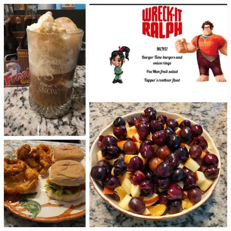 Wreck It Ralph Food, Ratatouille Movie Night Food, Wreck It Ralph Dinner And A Movie, Movie Theme Night For Kids, Disney Dinners And Movies, Disney Movie Recipes, Disney Meals From Movies, Disney Dinner Recipes, Movie Themed Dinner Ideas