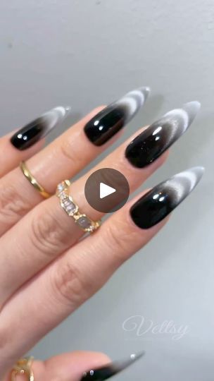 56K views · 764 reactions | Do You Love Cool Black & Silver Nails? 🖤This french nail set is a good choice for you.😻Find out how to make it now.😉Products used: 🖤Solid Gel-14 NIGHTDREAM🤍Super Cat Eye Gel-Fine👉Shop here: https://bit.ly/3X306sQ | Vettsy | Sugartapes · Flood French Nail Set, Cat Eye French Tip Nails, Black Silver Nails, French Nail, Cat Eye Gel, Super Cat, Silver Nails, Eye Gel, French Tip Nails