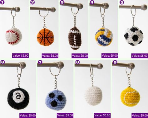 Crochet Sports Balls, Crochet Soccer Ball Keychain, Crochet Tennis Ball, Crochet Volleyball Keychain, Crochet Ball Free Pattern, Crochet Patterns Keychain, Crochet Ball Pattern, Ball Crochet Pattern, Sports Crochet