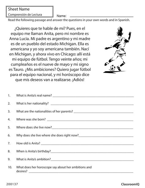 Read Spanish passage and answer questions in English #spanishworksheet #newteachers #printable Practice Spanish, Science Reading Comprehension, Middle School Reading Comprehension, Free Reading Comprehension Worksheets, Reading Comprehension Practice, Spanish Reading Comprehension, Learning Sight Words, 6th Grade Reading, Science Reading