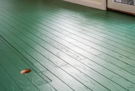 green painted floors | white dog vintage Green Painted Wood Floors, Green Painted Floors, Paint Wood Floors Ideas, Painting Hardwood Floors, Painted Hardwood Floors, Indoor Blinds, Cheap Blinds, Painted Wood Floors, Barn Renovation