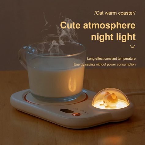 UUPOI Smart Coffee Mug Warmer, Coffee Cup Heater with Cute Cat Night Light, Auto Shut Off, 3 Temperature Setting LED Display, Electric Beverage Warmer Plate for Coffee Tea Milk Cocoa and etc., Green Coffee Milk Tea, Mug Mat, Cup Warmer, Drinking Hot Water, Thermal Mug, Mug Warmer, Coffee Milk, Insulated Cups, Cat Mug