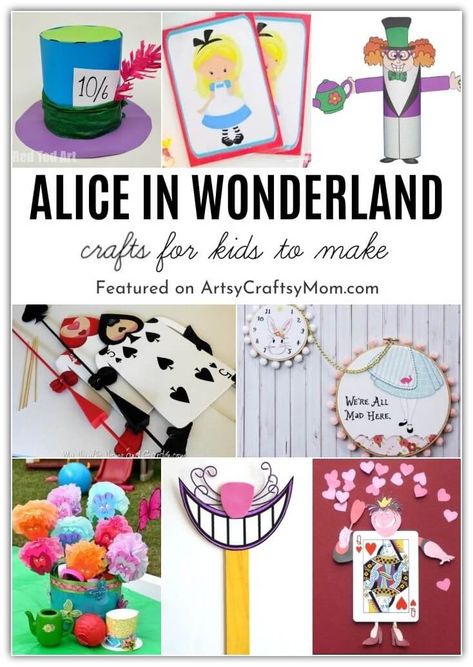 With these Alice in Wonderland Crafts, you'll be all set to have a crazy tea party of your own, and you can even dress up like the Mad Hatter for it! Alice In Wonderland Math Activities, Mad Hatter Tea Party Activities, Unbirthday Party Ideas Diy, Mad Hatter Tea Party Games For Kids, Alice In Wonderland Tea Party Activities, Alice And Wonderland Crafts, Alice In Wonderland Craft Ideas, Alice In Wonderland Games Activities, Alice In Wonderland Party Activities