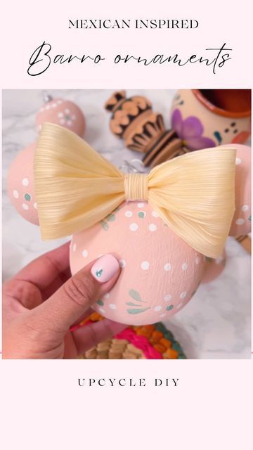 Pink Jasmin | Easy DIY Crafts on Instagram Diy Disney Ornaments Christmas, Mexican Ornaments Diy, Disney Diy Ornaments, Diy Mexican Christmas Ornaments, Diy Disney Ornaments, Disney Ornaments Diy, Disney Christmas Crafts, Prek Christmas, Disney Christmas Ornaments