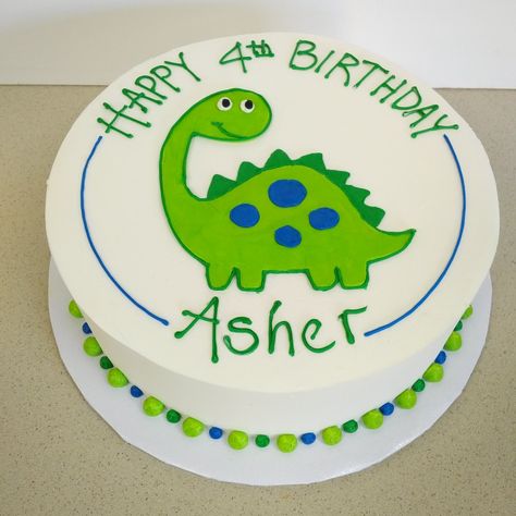 Basic Dinosaur Cake, Dino Cake Simple, Dinosaur Cake For 2nd Birthday, Simple Dinosaur Cake Ideas, Dino Cake Ideas Simple, Dinosaur Birthday Cake Simple, Birthday Cake Dinosaur Boys, Round Dinosaur Cake, Dinosaur Birthday Cake Easy