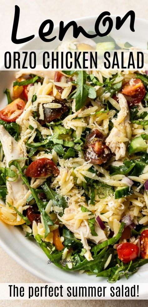 Grilled Chicken Orzo Salad, Lemon Orzo Pasta Salad Recipes, Lemon Chicken Orzo Pasta Salad, Orzo Salad Chicken, Orzo Pasta With Chicken, Macaroni Grill Orzo Pasta Salad, Lemon Orzo Chicken Salad, Salads With Celery, Trader Joes Orzo Salad Recipe