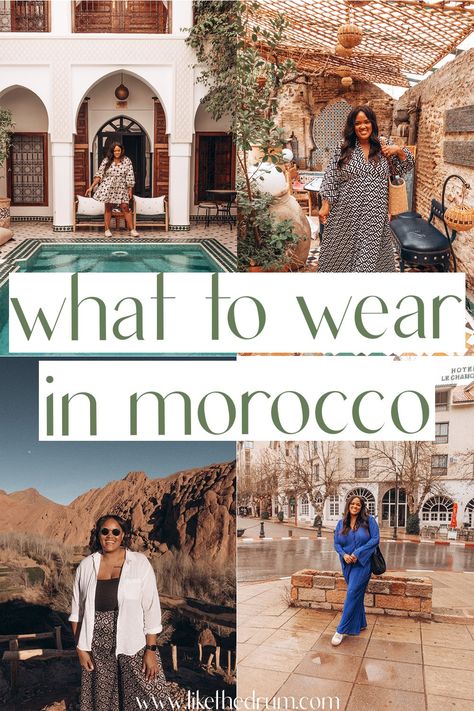 10+ Morocco Outfit Ideas: What to Wear in Marrakech & Beyond - LIKE THE DRUM Vacation Outfits Morocco, Morocco Vacation Outfit, Morocco Outfit Ideas, Marrakech Outfit, Morocco Outfits, Morocco Clothing, Morocco Travel Outfit, Moroccan Outfit, Tourist Outfit