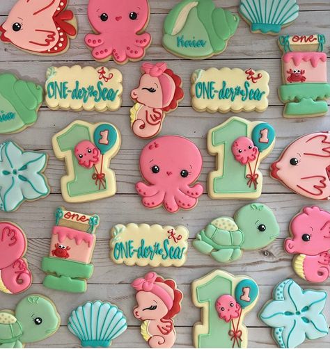 #onederthesea #firstbirthdayparty #seabirthday #firstbirthdayideas #firstbirthdaycookies #seacookies One Der The Sea, First Birthday Cookies, Sea Birthday, Birthday Cookies, Sugar Cookies, First Birthdays, 1st Birthday, The Sea, Birthday Party