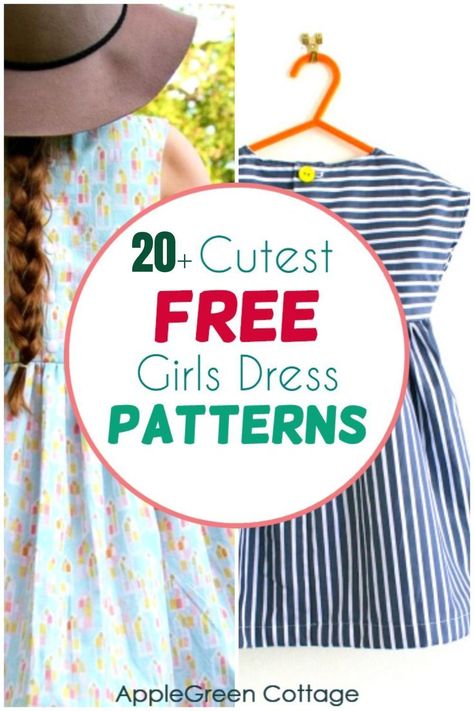 Easy Girls Dress, Free Dress Pattern, Vintage Girls Dress Pattern, Girls Dress Pattern Free, Toddler Dress Patterns, Kids Summer Dresses, Sewing Projects Free, Sewing Kids Clothes, Free Dress