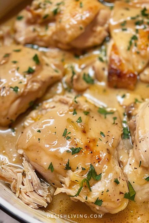 Crockpot Chicken And Gravy  https://delishliving.com/crockpot-chicken-and-gravy/ Slowcooker Chicken Recipe Easy, Boneless Skinless Chicken Thigh Crockpot, Stovetop Chicken And Gravy, Diy Chicken Gravy Mix Recipes, Crockpot Chicken Stew Recipes, Smothered Chicken In Crockpot, 2 Qt Crockpot Recipes, Crock Pot Chicken Thigh Recipes Bone In, Boneless Chicken Breast Crockpot Recipes