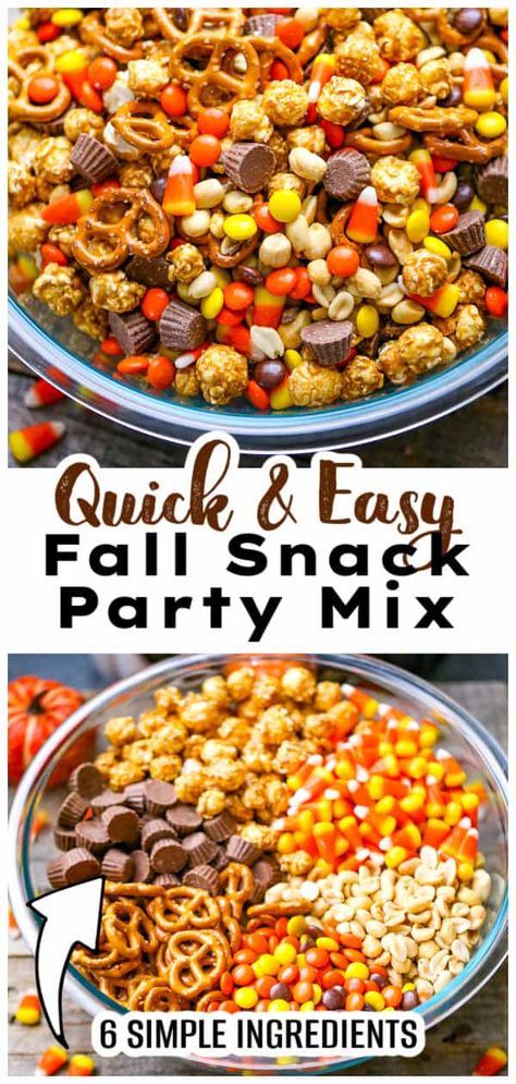 Fall Snack Mix Ideas, Fall Snack Mix Recipes, Fall Chex Mix Recipes, Fall Party Snacks, Fall Snack Mixes, Snack Mix Recipe, Halloween Snack Mix, Salty Sweet Snacks, Salty Caramel