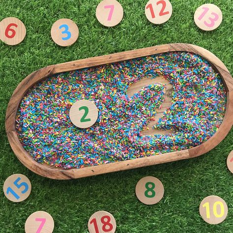 Number Formation Activities, Eyfs Maths, Number Activities Preschool, Numeracy Activities, Number Formation, Maths Area, Rainbow Rice, Teaching Mathematics, Student Numbers