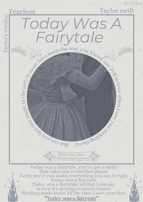 Today Was A Fairytale Taylor Swift, Fearless Tracklist, Fearless Taylor Swift Lyrics, Fairytale Poster, Room Aestethic, Taylor Swift Fearless Album, Swiftie Core, Fearless Song, Fearless Album