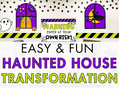 Halloween Classroom Transformation, Easy Haunted House, Halloween Classroom Decorations, Halloween Teaching, Classroom Makeover, Halloween Classroom, Classroom Transformation, Engaging Lessons, Halloween Haunted Houses