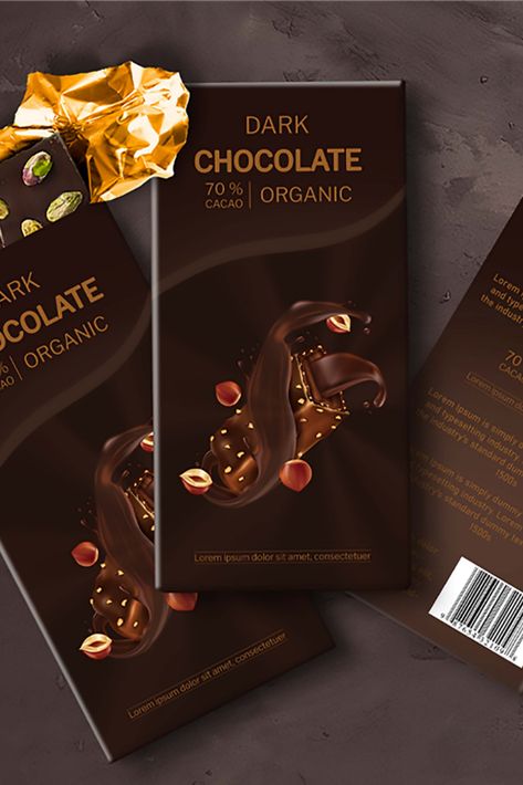 This is Professional packaging design. Dark chocolate design. #graphicdesign #chocolatepackagingdesign Dark Chocolate Packaging Design, Dark Chocolate Packaging, Chocolate Poster Design Ideas, Dark Chocolate Brands, Brownie Packaging, Chocolate Packaging Design, Appartment Decor, Professional Packaging, Chocolate Dreams