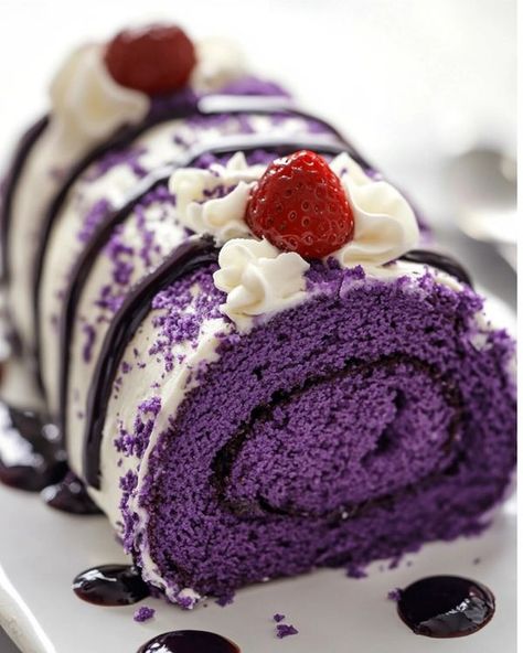 Ube Cake Roll, Ube Cake, Bolu Gulung, Choux Pastry, Cream Filling, Cake Roll, Pastry, Rolls, Dessert