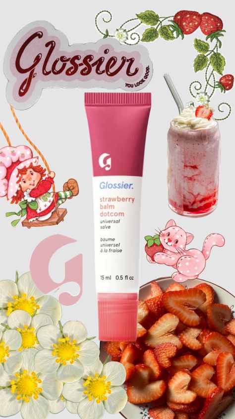 #glossier #balmdotcalm #strawberry Strawberry Balm Dot Com, Sephora Aesthetic, Glossier Balm, Glossier Balm Dotcom, Gift Wishlist, Story Design, Balm Dotcom, Lip Products, Hair Skin