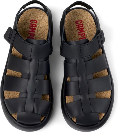 Camper Pelotas Flota Fisherman Sandal (Men) | Nordstrom Camper Sandals, Camper Shoes, Ballerina Shoes Flats, Fisherman Sandals, Shoes Heels Wedges, Barefoot Shoes, Black Leather Sandals, Refined Style, Boys Boots