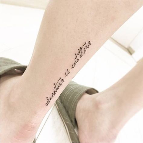 Adventure Is Out There Tattoo, Tattoos Adventure, Rib Tats, Tatoo Adventure, Tattoos Disney, Quotes French, Tattoo Words, Tattoo Wedding, Coordinates Tattoo