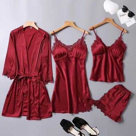 Ekouaer Pajamas Womens Sexy Lingerie Satin Sleepwear Cami Shorts Set Nightwear S-XXL at Amazon Women’s Clothing store Gown Suit, Nightgown Sets, Satin Sleepwear, Satin Kimono, Silk Sleepwear, Lace Nightgown, Lace Kimono, Women's Nightgowns, Satin Pyjama Set