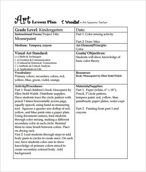 Art Lesson Plan Template - 3 Free Word, PDF Documents Download | Free & Premium Templates Lesson Plan Layout, Art Lesson Plan Template, Lesson Plans Template, Elementary Lesson Plan Template, Teacher Lesson Plans Template, Language Arts Lesson Plans, Elementary Art Lesson Plans, Lesson Plan Pdf, Visual Art Lessons