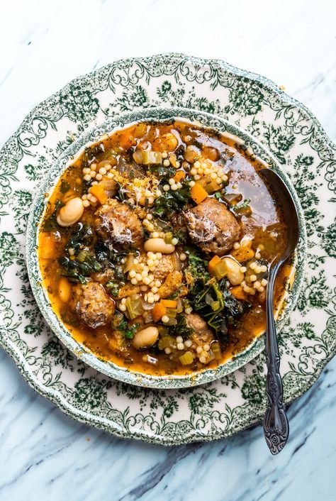 Italian Wedding Soup | Dennis The Prescott Dennis Prescott, Wedding Soup, Meatball Soup, Soup Kitchen, Winter Soups, Panko Bread Crumbs, Basil Leaves, Homemade Soup, Recipe For Mom