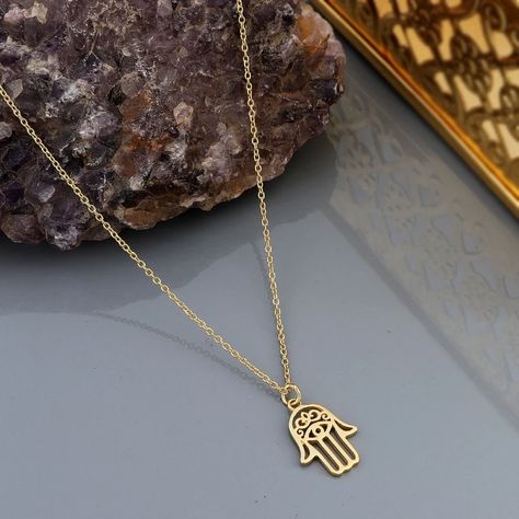 Hamsa Necklace Gold, Ethiopian Opal Necklace, Rough Jewelry, Eye Pendant Necklace, Blue Sapphire Pendant, Hand Of God, Hamsa Charm, Hamsa Necklace, Gold Eyes