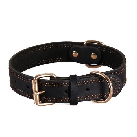 Quality Genuine Leather Dog Collar, Vintage Heavy-duty Rustproof Double D-Ring Pet Collar For Medium Large Dogs (Black) Dog Types, Daily Walking, Dog Heaven, Leather Dog Collar, Alaskan Malamute, Quick Release Buckle, Leather Collar, Seychelles, Beautiful Dogs