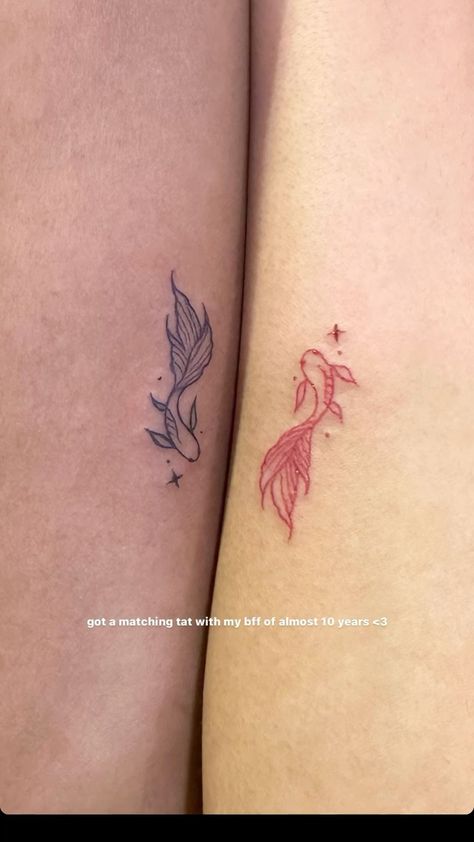 Asian Matching Tattoo, Opposite Sister Tattoos, Twin Flame Tattoo, Pair Tattoos, Maching Tattoos, Worst Tattoos, Cute Matching Tattoos, Friendship Tattoos, Bad Tattoos