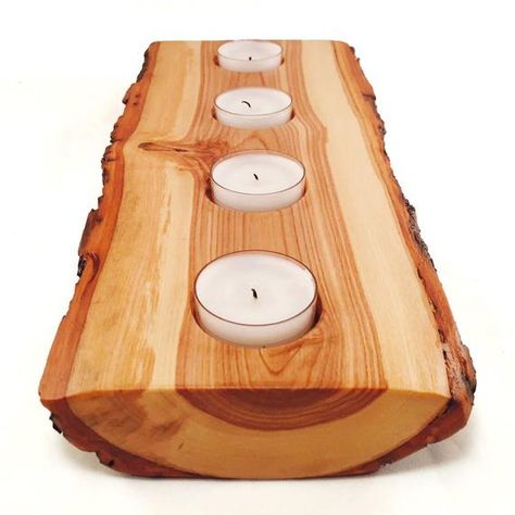 Natural Wood Candle Holder, Log Candle Holder, Log Candle Holders, Wood Log Crafts, Log Candles, Wood Candle Holder, Vase Holder, Into The Wood, Wood Candle