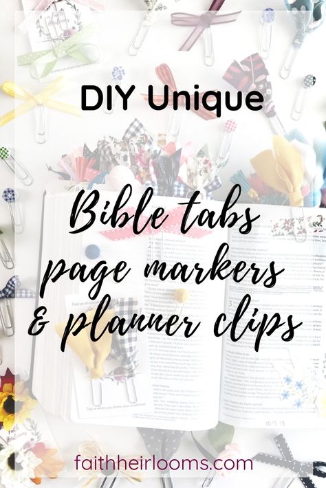 DIY Bible Journaling Tabs| Page Markers | Planner Clips – Faith Heirlooms Bible Page Markers, Diy Bible Tabs Ideas Free Printable, Diy Bible Tabs Ideas, Bible Tabs Diy Free Printable, Bible Tabs Ideas, Bible Tabs Diy, Bible Journaling Supplies, Devotional Journal, Christian Journaling