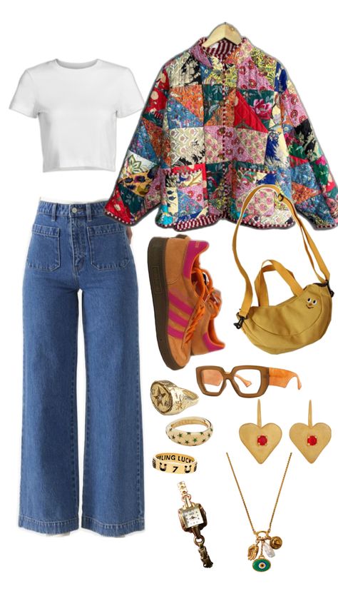 Mode Hippie, Mode Inspo, Looks Style, Mode Inspiration, Lookbook Outfits, Dream Clothes, Outfits Casuales, Quilted Jacket, Cute Casual Outfits