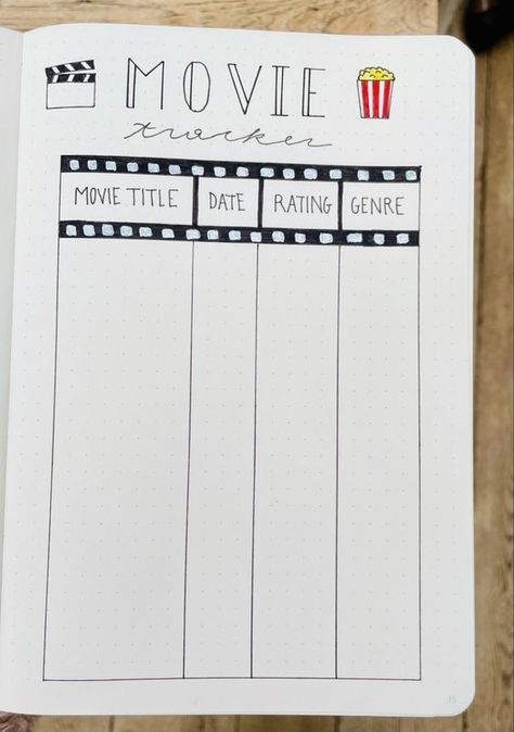 Movie Tracker Bullet Journal, Movie Tracker, Tracker Bullet Journal, Bullet Journal Ideas Templates, Creating A Bullet Journal, Bullet Journal Mood Tracker Ideas, Bullet Journal Paper, Bulletin Journal Ideas, Bullet Journal Tracker