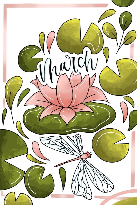 March Journal Cover Page, March Journal Page, March Title Page, March Bulletin Journal Ideas, Boulet Journal March, March Cover Page Bullet Journal, Bullet Journal Ideas Portada, March Journal Cover, March Aesthetic Month