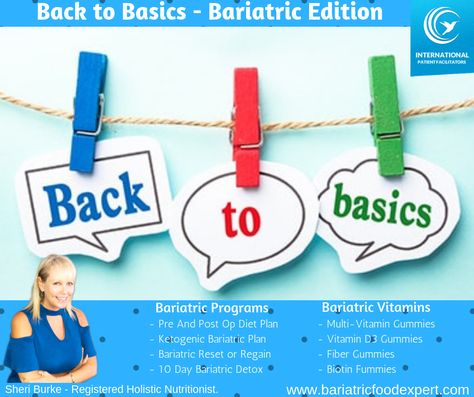 Back To Basics – Bariatric Edition  I am always talking about getting “back on track” and what I mean by that is getting “back to the bariatric basics”.   Sheri Burke - Registered Holistic Nutritionist. 1-800-210-5124  https://international-patient-facilitators.com/back-to-basics-bariatric-edition  #bariatricblog Bariatric Basics, Getting Back On Track, Wls Recipes, Holistic Nutritionist, Post Op, Vitamin D3, Back To Basics, Back On Track, 1 800