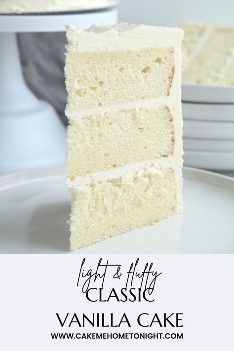 Light Fluffy Vanilla Cake, Vanilla Cake Recipe With Sour Cream, Moist Vanilla Cake Recipe From Scratch, Cake Recipe With Sour Cream, Cake Recipes Chocolate, Classic Vanilla Cake, Cake For Wedding, Decorating For Beginners, Homemade White Cakes