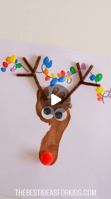 Kim McLeod | The Best Ideas for Kids on Instagram: "REINDEER FOOTPRINT 😍🎄🦌  Make this adorable reindeer footprint keepsake this year. You can even frame it and give it as a gift.  Here’s what you need:  Brown acrylic paint Large red pom pom  Large googly eyes Brown pipe cleaner  Black marker Paints in different colors for the fingerprint lights   Search “reindeer footprint” on thebestideasforkids.com for all of the supplies I used 🌲❤️  Follow me @bestideasforkids for more Christmas ideas 🎄  . . . . . . . . . . . . . . . . #preschool #learningthroughplay #preschoolart #invitationtoplay #toddleractivities #kidsactivities #playmatters #totschool #kidscrafts #preschooler #prek #toddlercrafts #busytoddler #toddlerplay #kindergarten #playathome #homeschool #everydayplayhacks #playbasedlearn Reindeer Footprint, Play Hacks, Footprint Keepsake, Reindeer Craft, Invitation To Play, Toddler Play, Tot School, Busy Toddler, Toddler Fun