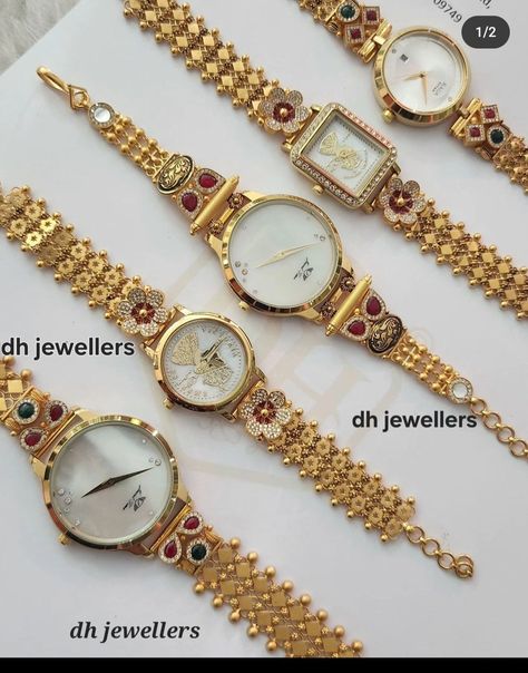 Gold Watches Women Jewellery, Gold Watches Women Indian, Darbari Choli, Bride Choli, Gold Breslet, Gold Bangle Watch, Elegant Watches Women, Rajputi Jewellery, Unique Gold Jewelry Designs