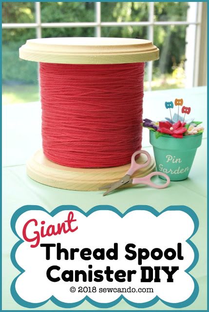 Spool Storage Ideas, Giant Thread Spool, Quilting Room Decor, Vintage Inspired Craft Room, Thread Spool Storage, Diy Craft Tools, Diy Sewing Room Decor, Sewing Room Decorating Ideas Easy Diy, Vintage Sewing Room Decor