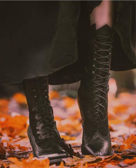 NEW in the shop! Leather+and+Lace+Victorian+Style+Boots Aesthetic Outfits Black, Modern Edwardian, Autumn Ambience, Rowena Ravenclaw, Witchy Clothing, Victorian Shoes, Witchy Aesthetic, Boutique Gifts, Yennefer Of Vengerberg