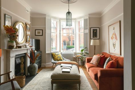 Living Room Victorian House, Edwardian Living Room, Edwardian Terrace House, Modern Edwardian, Living Room Victorian, Colorful Rooms, London Living Room, Townhouse Interior, Victorian Living Room