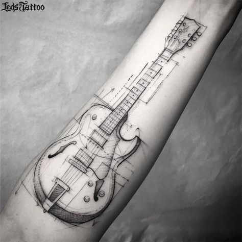 Hand Tattoo Butterfly, Men Tattoos Ideas, Music Guitar Tattoo, Tattoo Ideas Hand, Tattoo Guitar, Guitar Tattoo Design, Sketchy Tattoo, Tattoo Unique, Rock Tattoo