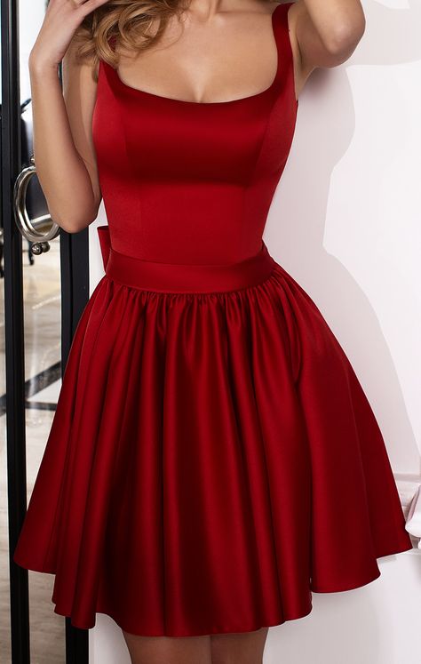 Red Satin Dress Short, Red Graduation Dress, Simple Prom Dress Short, Red Hoco Dress, Flowy Dress Short, Grad Dresses Short, Simple Homecoming Dresses, Short Red Prom Dresses, Dark Red Dresses