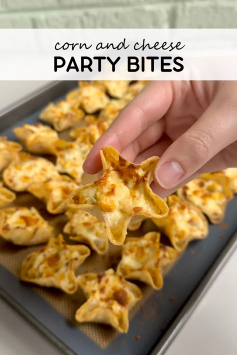 Corn and cheese party bites combine crunchy tortilla chips with a cheesy, creamy filling that will have everyone coming back for more! A perfect balance of savory, tangy, and crispy goodness in every bite. If you’re gearing up for football season or simply looking for a crowd-pleasing appetizer or snack, these corn and cheese party bites are just the thing! Also known as Iowa party bites, these bites are baked to crispy, creamy perfection! Tortilla Chip Appetizer, Yellow Appetizers For Party, Corn And Cheese Party Bites, Gf Party Food, Sides To Bring To A Party, Street Corn Appetizer, Iowa Party Bites 12 Tomatoes, Iowa Party Bites, Chip Appetizers